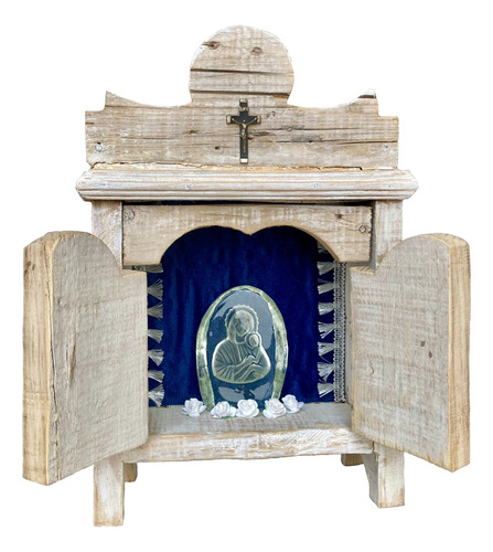 Nicho De Madera Altar La Virgen Y El Niño