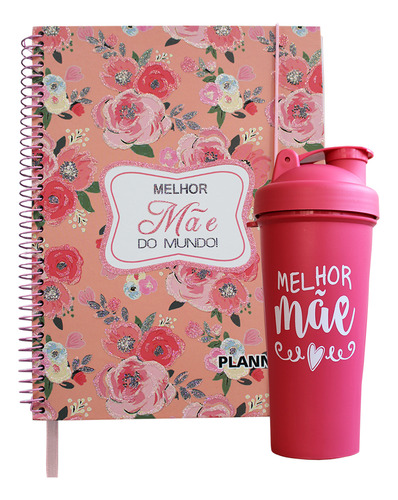 Kit Planner Rosa 80 Folhas Com Shakeira Copo Dia Das Mães