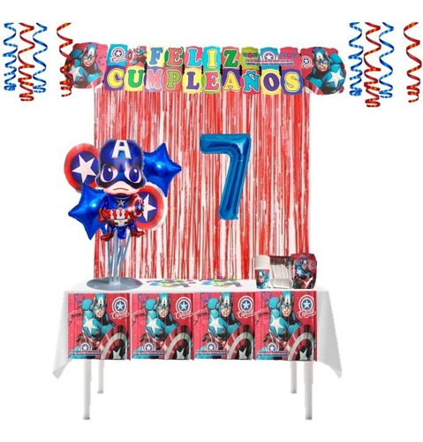 Kit Decoración Fiesta Capitan Avengers Vengadores 12 Persona