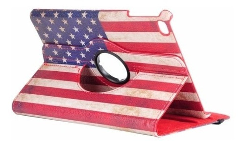 Imagen 3 de 4 de Funda iPad Mini 4 Flip Giratoria 360° Banderas Usa Uk