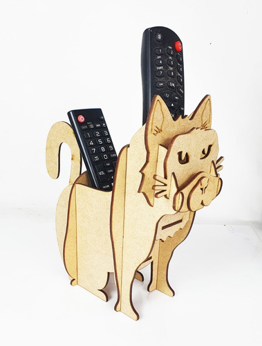 Imagem 7 de 7 de Gato Porta Treco E Controle Médio Mdf Gatinho Pet
