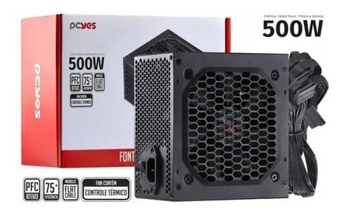 Imagem 3 de 3 de Fonte Atx 500w Real Pcyes Spark 75+ Pxsp500wpt Pfc Ativo