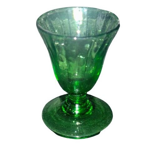 Copa Vintage D Coleccion Cristal Verde Jade Decorar Vitrina 