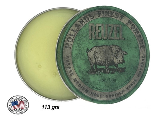 Pomada Green Grease Medium Reuzel 113g Cera Capilar Barberia