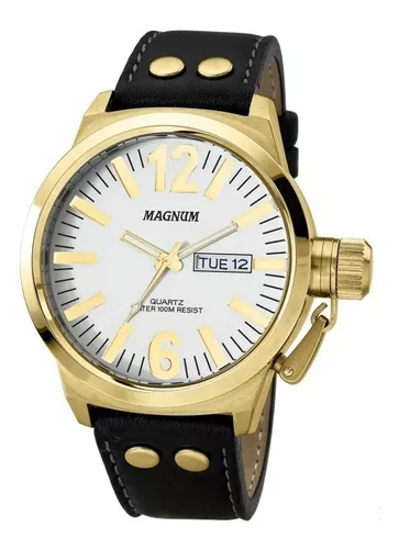 Relógio Magnum Masculino Dourado Original 2 Anos De Garantia