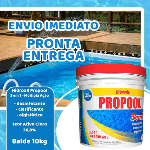 Cloro Granulado Multi Ação 10kg Propoll 3x1 - Hidroall