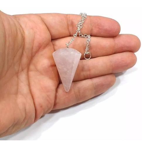 Imagem 2 de 2 de Pêndulo De Pedra Quartzo Rosa Natural Facetado P Radiestesia
