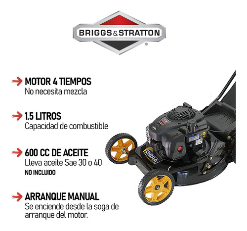 Imagen 3 de 7 de Corta Césped Nafta Dibra 4.5hp Chasis Acero Motor B&s 9 Pos