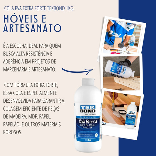 Kit 6 Cola Pva Extra Fort Tekbond Moveis E Artesanato 1kg