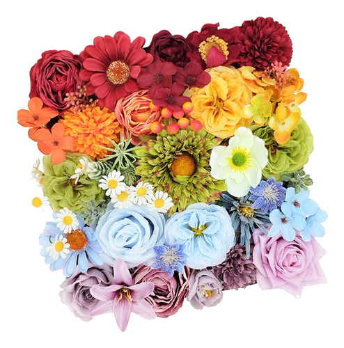 Caja Combinada De Flores Realistas De Boda Iridiscentes Para