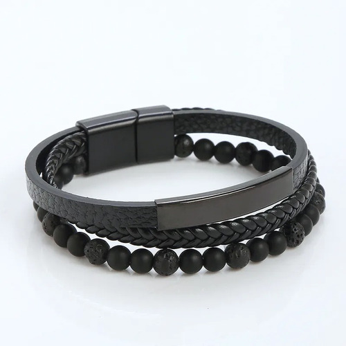 Pulsera Retro Ronda Negro 19 Cm 21 Cm