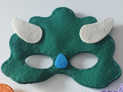 Máscara De Dino Triceratops Para Niños - Moloko Cosas Lindas Verde Dino Triceratop Verde