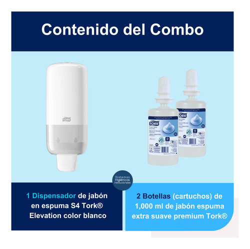 Tork® Dispensador De Jabón Espuma + Recargas 2 X 1000 Ml