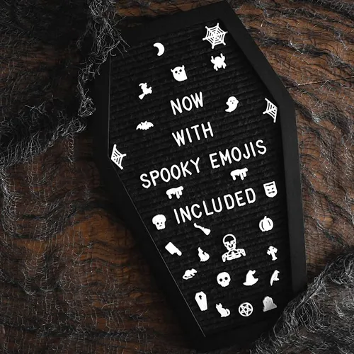 Tablero De Letras De Ataúd Negro Con Emojis Espeluznantes...