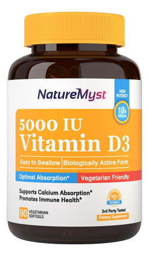 Naturemyst Vitamina D3, 5000 Ui, De Alta Potencia, Apta Para