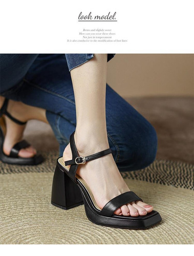 Sandalias De Tacón Alto De Mujer De Tacón Grueso Estilo Core