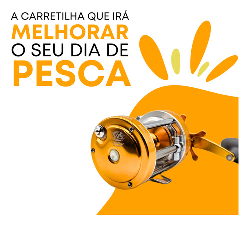 Carretilha Manivela Albatroz Omega 60 Dourada P/pescadireita