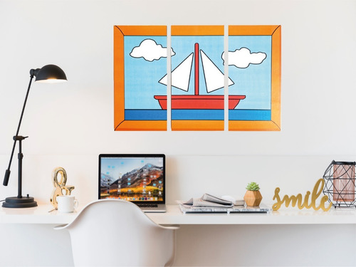 Cuadro Los Simpsons Barco Living Triptico Decoracion Moderno