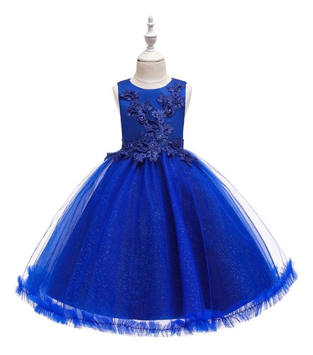 Hermoso Vestido De Fiesta Para Niños Con Cuentas Azules Para