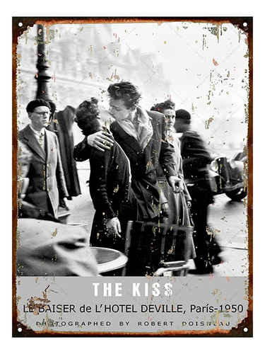 Cartel De Chapa Vintage The Kiss Paris 1950 L826