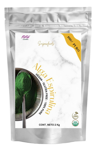 Alga Espirulina Pura En Polvo 2kg Superfood Orgánica