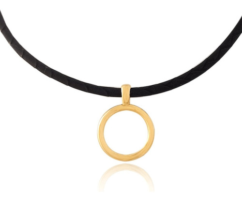 Collar Gargantilla En Oro 18k Laminado #78 Color Negro