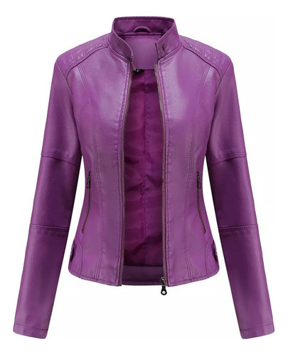 Chamarra De Cuero Para Moto Para Mujer, Abrigo Atractivo