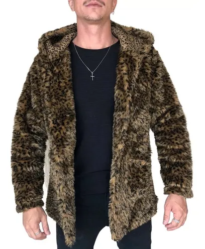 Casaco De On a Pelo Sint tico Masculino Tend ncia Teddy