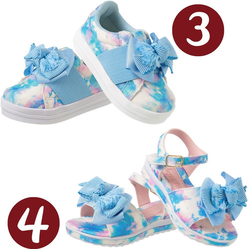 Imagem 3 de 6 de Kit 3 Pares Sapato Infantil Feminino Sandalia Tenis Promocao
