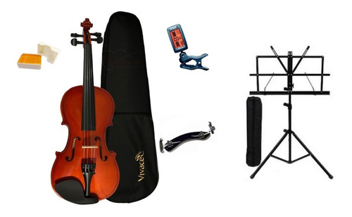 Violino 3/4 Mo34 Vivace Kit + Estante + Afinador + Espaleira Cor Natural