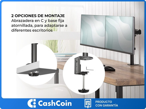 Imagen 6 de 10 de Soporte Doble Para Monitor Escritorio Mesa Led Tv 10 A 27