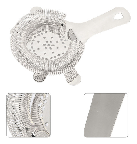 Colador De Cóctel Plateado Tipo Wintersweet De Acero Inoxida