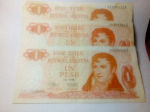 3 Billetes De 1 Peso Ley 18.188