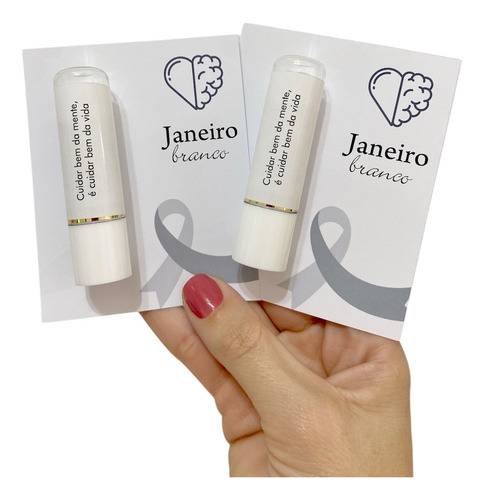 Lembrancinha Janeiro Branco - 30 Card Com Manteiga De Cacau