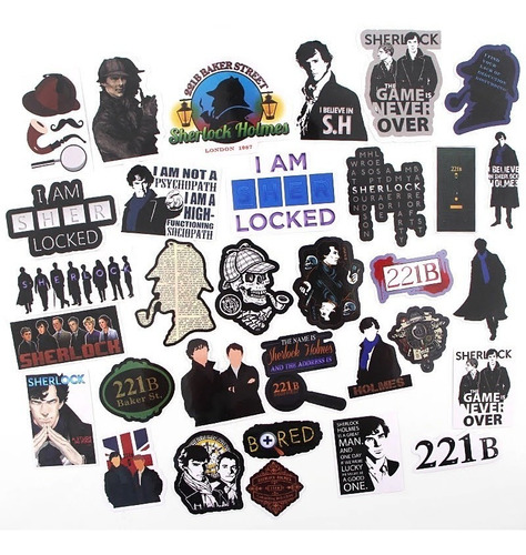 Set Sticker Sherlock Holmes - Decorativo Stickers Skateboard