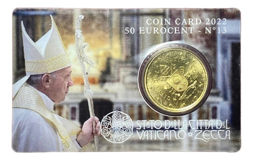 Blister Vaticano 2022 50 Centavos Euro Uc 6 Oro Nórdico N 13