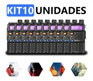 Kit 10 Radio Comunicador Dual Band Baofeng Uv-5r Vhf Uhf