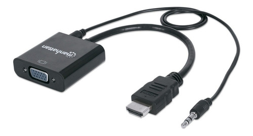Cable Convertidor Manhattan Hdmi A Vga Audio 3.5mm 1080p M-h