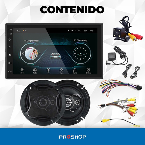 Imagen 10 de 10 de Combo Estereo Doble Din Tactil Stereo Parlantes 16 Cm Camara