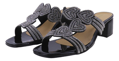 Sandalias De Tacón Slip On De Vestir Mujer Moda Brillos Elo