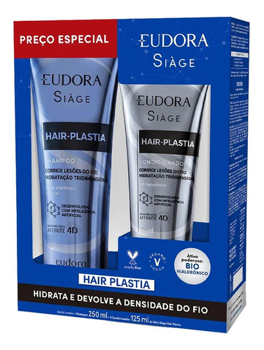 Kit Siàge Hair Plastia Eudora Shampoo + Condicionador