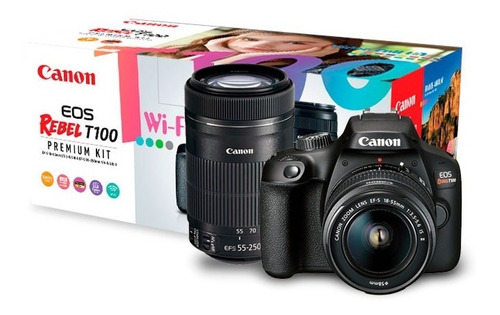 Imagen 1 de 10 de Canon Eos Rebel T100 Kit Premium 16gb Lente Ef 75-300mm Wifi