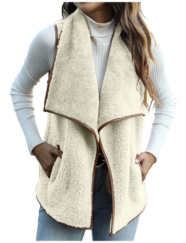 Chaleco De Polar Sherpa Sin Mangas Para Mujer D 9282