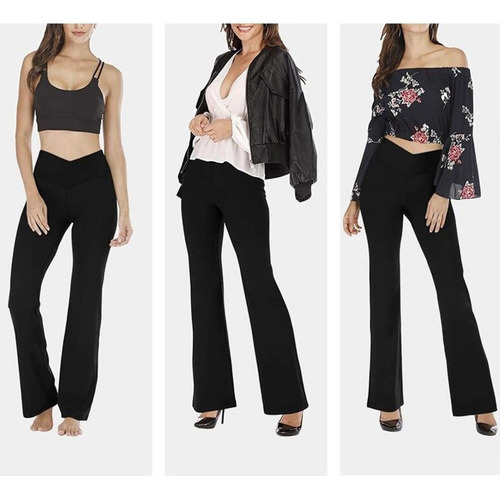 Pantalones De Yoga Elásticos Casuales Pantalones Acampanados
