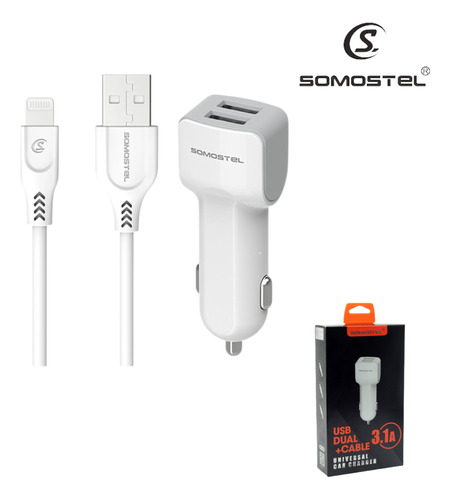 Cargador Usb Auto 3.1a Comp. iPhone Carga Rapida 