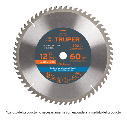 Disco Sierra 12pg 1pg Madera 40 Dientes Truper