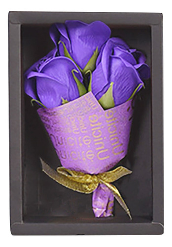 B Bouquet De Jabón Con Forma De Rosa Inmortal, Para E Color Púrpura