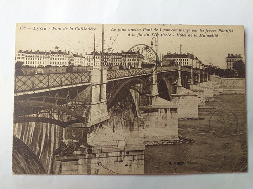 Francia Postal Lyon Pont De La Guillotiere 1925