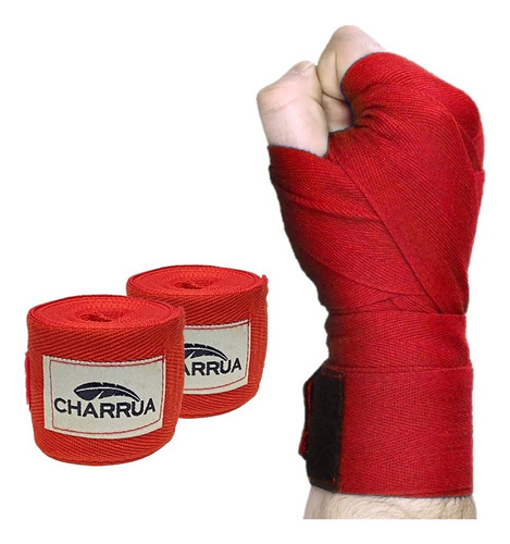 Par De Vendas De Boxeo Mma Artes Marciales Con Pulgar Color Rojo