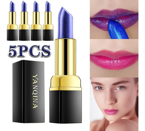 Lápiz Labial Mágico De Colores Cambiantes De Temperatura 5pc